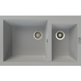 Resim Polex Cristalüx Granit Evye P-1.75 Gri 1.5 Gözlü Tezgah Altı Ve Tezgah Üstü Mutfak Evyesi 81x50.5 CM 