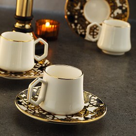 Resim Sandro Moreno 1453 Burçlar Geometrik Gold 12 Parça 6 Kişilik Kahve Fincan Takımı 90 ML 