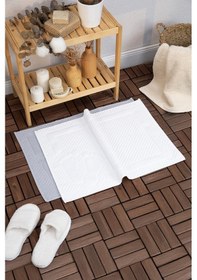 Resim Leoline %100 Pamuk Premium 2'li Ayak Havlusu - Gri - Beyaz Gri - Beyaz 