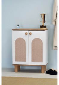 Resim Nora Bohem 2 Kapaklı 3 Raflı Ayakkabılık - Kahve Köşesi - Kiler D 