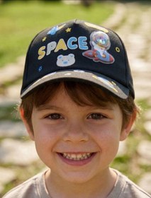 Resim AYDINER TEKSTİL 3D Işıklı Space Astronot Ayıcık Figürlü Eğlenceli Erkek Çocuk Şapka 