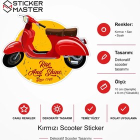 Resim Vespa Uyumlu Kırmızı Scooter Sticker VSP42 - 2 Adet 