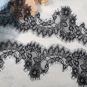 Resim Siyah/Beyaz Çiçek Nakışlı Kirpik Dantel Kenar - 3m Chantilly Dantel Kurdele DIY Düğün Elbiseleri, Gelin Duvağı & Ev Dekor Dikiş Malzemeleri için 