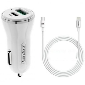 Resim Araç Çakmaklık Şarj Başlığı 2 Usb 12-24v 18w Qc3.0+pd Hızlı Şarj Aleti Type-c Ios Kablo 