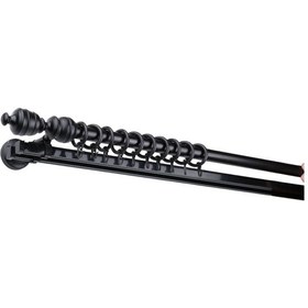 Resim Siyah Efil Demonte Başlıklı Ahşap Rustik Perde Askısı - Çift Raylı - 250 Cm 