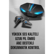 Resim Techno Stock Bluetooth Oyuncu Kulaklığı LED Işıklı Kablosuz Anc Özelliği 