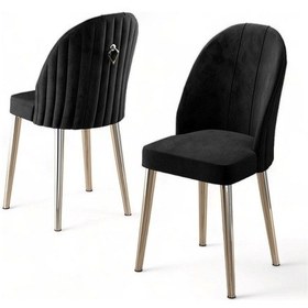 Resim Canisa Mara Serisi 1 Adet Siyah Mutfak Sandalyesi Krom Kaplama Metal Ayak 1. Sınıf Babyface Kumaş Sandalye Siyah Ayaklar Krom 