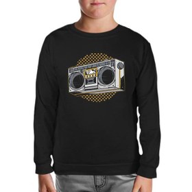 Resim Retro 80's Radio Siyah Çocuk Sweatshirt 