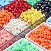 Resim 200 adet 8mm Yuvarlak Akrilik Boncuk - Canlı Çok Renkli, DIY Takı Yapımı, Bilezikler, Kolyeler, Küpeler ve El Sanatları Malzemeleri için Pürüzsüz Parlatma, DIY Boncuk Malzemeleri | Canlı Boncuk Renkleri | Akrilik Boncuklar 