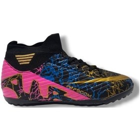 Resim Laliga 565-25 Çoraplı Halı Saha Krampon Siyah Altın Pembe 31-35 Siyah 