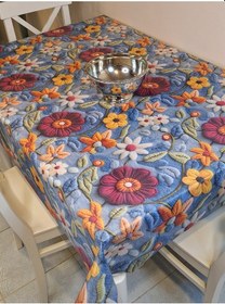 Resim Kumaş Dokulu Tabanı Silikonlu Yıkanabilir Silinebilir Ütülenebilir Kaymaz Dekoratif Masa Örtüsü Brs020 Çok Renkli 