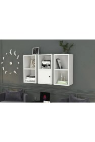 Resim Nettrends Kitaplikli Kapakli Duvar Rafi Beyaz 100 cm DVR-1060-Ç 