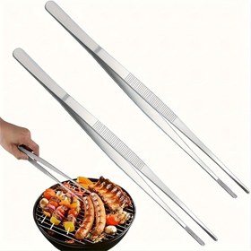 Resim Paslanmaz Çelik Yemek Çatalı Seti, 2 Parça Hassas Mutfak Çıngırak, BBQ Aksesuarları, Büfe Restoran Servis Araçları, Mutfak Aletleri - 25,4 cm 