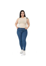 Resim Disentis Büyük Beden Bisiklet Yaka Kolsuz Crop Viskon Bej Body-bej Bej 