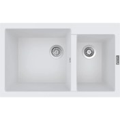 Resim POLEX Cristalüx Granit Evye P-1,75 Beyaz 1,5 Gözlü Tezgah Altı Ve Tezgah Üstü Mutfak Evyesi 81x50,5cm 