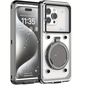 Resim 6.9 inç ekran evrensel kendinden testli cep telefonu kılıfı, ıslak dalış cep telefonu kılıfı, dokunmatik ekranlı, standlı, darbe/düşmeye karşı koruma, tüm cep telefonları için uygun 