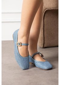 Resim Biçomi Rives Mavi Cilt Hasır Dokumalı Babet Ayakkabı Çok Renkli 