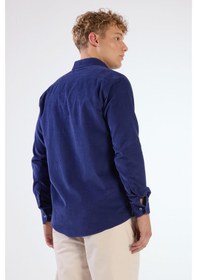 Resim A.lacivert Fitilli Erkek Gömlek - Regular Fıt Açık Lacivert 