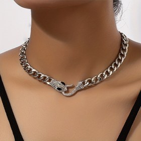 Resim Kadın ve erkekler için Punk Medusa Hip Hop tarzı kolye yaka kolye 