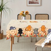 Resim Whisker Wonders Kedi Temalı Polyester Masa Örtüsü – Sevimli Yavru Kediler ve Pati Deseni, Ev Mutfağı, Yemek Odası, Bahçe İçin İdeal | Yuvarlak Kenar Kabartma, Kedi Severler İçin Harika Hediye 
