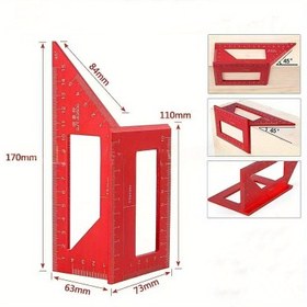 Resim Has Alüminyum Kare, Açı Ölçer, Çok Açılı Ölçüm Aracı - 45°/90° Ahşap İşleri Özel Cetveli - Dayanıklı Marangozlık Kaliperi, Yüksek Hassasiyetli Ölçüm Enstrümanı - Profesyonel Ahşap İşleri Aksesuarları 
