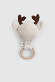 Resim Ahşap Saplı Diş Kaşıyıcı ve Krem Çıngırak Geyik - Krem / One Size 