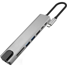Resim Mobitell 8in1 Type-C USB 3.0 Hub HDMI Ethernet Mikro SDTF OTG Adaptörü 