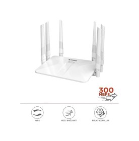 Resim Beyaz Kablosuz 300mbps Wifi Router 6 Güçlü Anten Geniş Kapsama 2.4ghz 4 Portlu Wr50q 