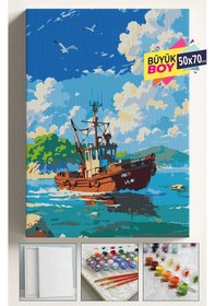 Resim Sayılarla Boyama Seti Numaralı Tuval Fırça Boya Dahil Kasnaklı Set 50x70 Cm - Tekne 