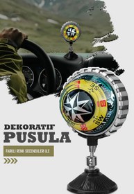 Resim OTO SÜSLEN İSTANBUL Araç İçi Pusula Cama Vantuzlu Aksesuar Pusula Sarı Işıklı 