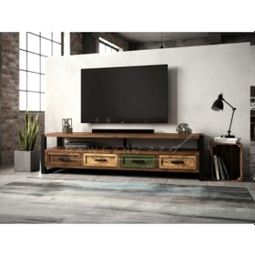 Resim Raweyn Almond Doğal Ahşap Çekmeceli Tv Ünitesi - 190cm Ceviz 