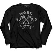 Resim Kendim Seçtim Work Hard Stay Humble Çok Çalış Mütevazi Ol Uzun Kollu Tişört Baskılı Çocuk T-Shirt 