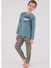 Resim Arnetta Erkek Çocuk Yeşil Pijama Takımı Ar3510-c-v1 