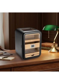 Resim Elektronik Nemlendiricili Camlı 5 Çekmeceli Puro Kutusu Humidor Skylight Siyah 