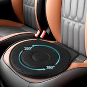 Resim Yaşlılar için 360° Dönüşlü Araba Koltuğu - Kaymaz, Ergonomik Tasarım, Sürüş ve Seyahat için Taşınabilir Tekerlekli Sandalye Ped, Siyah Polyester Kumaş, Evrensel Uyumluluk, Araba için Tekerlekli Sandalye 