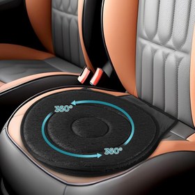 Resim Yaşlılar için 360° Dönüşlü Araba Koltuğu - Kaymaz, Ergonomik Tasarım, Sürüş ve Seyahat için Taşınabilir Tekerlekli Sandalye Ped, Siyah Polyester Kumaş, Evrensel Uyumluluk, Araba için Tekerlekli Sandalye 
