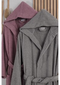 Resim Güvenal Verona Bay&bayan Pamuk 2'li Çizgili Kapüşonlu Bornoz Seti Bornoz Çeyiz Seti Bornoz Takımı 4 Çok Renkli 