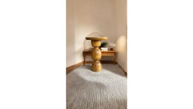 Resim Simillo Home & Living Wooden Ahşap Tekli Mantar Yan Sehpa Modern Tütün Renk Fiskos 