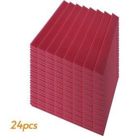 Resim Yunboo Yüksek Yoğunluklu Ses Yalıtım Köpüğü, 24 Parça, Kırmızı, Ktv Ve Stüdyolar İçin İdeal 
