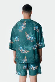 Resim Kaplan Desenli Yeşil Kimono Gömlek - Tek beden 