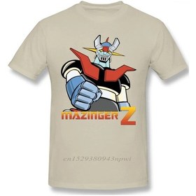 Resim Vikineey Erkekler İçin Mazinger Z Robot Anime Kısa Kollu Vaporwave T-shirthaki Haki 