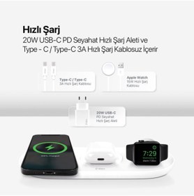 Resim Ttec Smartcharger Air+ Iphone+applewatch+ Kablosuz Hızlı Şarj Pd20w Seyahat Şarj Aleti 2ks21 