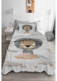 Resim Sevimli Aslan Desenli Tek Kişilik Pike ( Yastık Kılıflı ) 