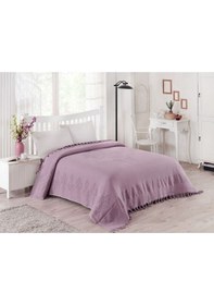 Resim Ahuse Çift Kişilik 200cm X 220cm Battal Boy Saçaklı Havlu Pike %100 Pamuk Rahat Terletmez Mürdüm 