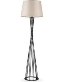 Resim Dylight Retro Köşe Lambası Keten Başlık Siyah Ayaklı Lambader 