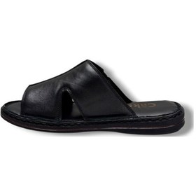 Resim Cakgo 163-26 Hakiki Deri Ultra Soft Geniş Bant Anatomik Erkek Terlik 40-47 Siyah 