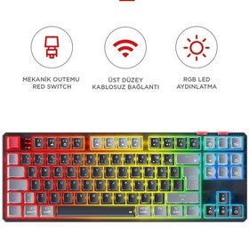Resim Rampage Yoru Tkl Pro Siyah/gri 2.4ghz+bt5.0+type-c 5 Bağlantı Out 