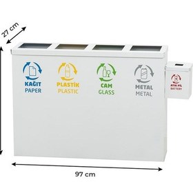 Resim 4'lü Fırın Boyalı Paslanmaz Metal Sıfır Atık Kutusu Geri 