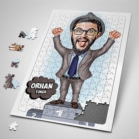 Resim Patronlara Özel Karikatürlü Puzzle 