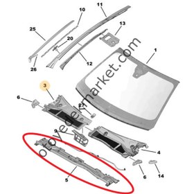 Resim Peugeot 408 (2023-2024) Ön Cam Muhafaza Sacı (Orijinal) 